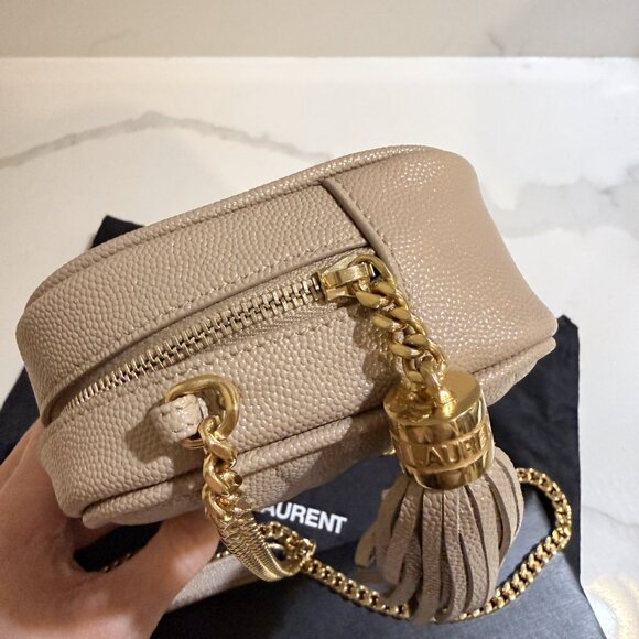 SAINT LAURENT Mini LOU Bag with Tassel Dark Beige Authentic - Picture 8 of 11